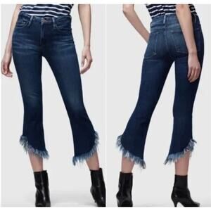 FRAME JEANS "BAYBERRY"  LE CROP MINI BOOT BLUE SHREDDED SZ 27